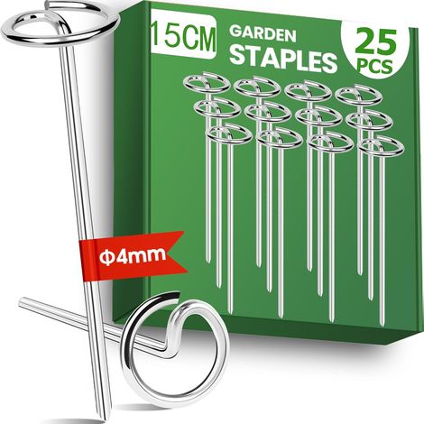 Lot de 25 piquets en Acier galvanisé pour Tissu de Jardin, Paysage, Tente, décoration, barrière Contre Les Mauvaises Herbes (1/5)