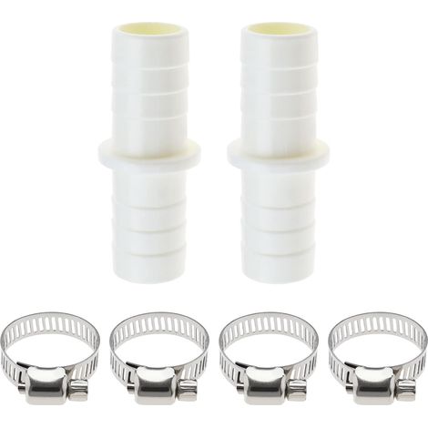 Connecteur de tuyau de vidange de machine à laver (lot de 2), adaptateur d'extension de tuyau en plastique avec 4 colliers pour tuyau d'eau de machine à laver et de lave-vaisselle. (1/5)