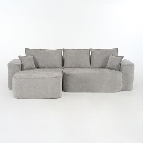 Canapé d'angle en L "Cloud Couch" 262 cm avec chaise longue, tissu chenille gris, sans montage (1/5)