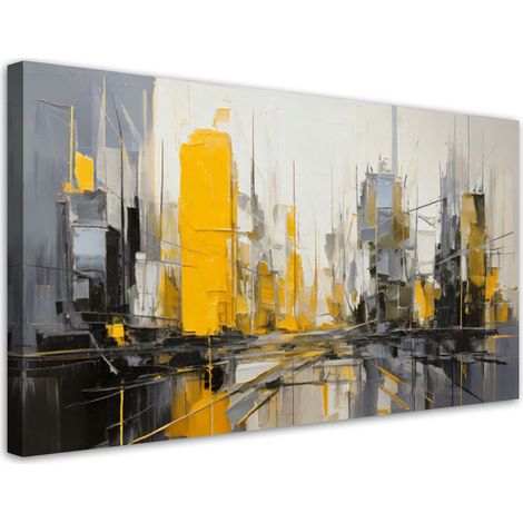 Wandbild Stadt Abstraktion Gelb Grau Minimalismus 80x40 cm (1/5)