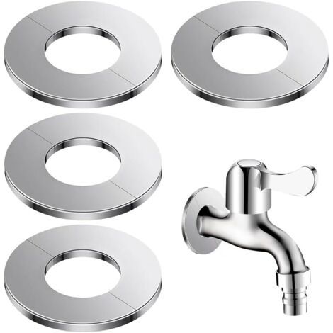 4 Pièces, Rosace,Rosace Robinet Plaque de rosace ronde divisée en acier Convient Soupape Cache Tuyaux Pour Les Douches,Les Radiateurs,Conduites D'Eau (25)