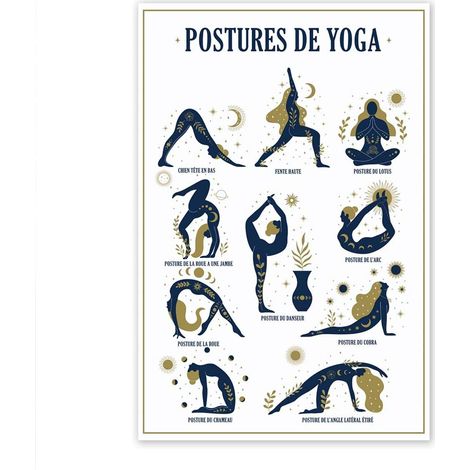 Cadre en toile pour postures de yoga 60 cm – Toile et bois – Dimensions 40 cm x 60 cm – Accessoire pour yoga pro – Sud Trading (1/2)