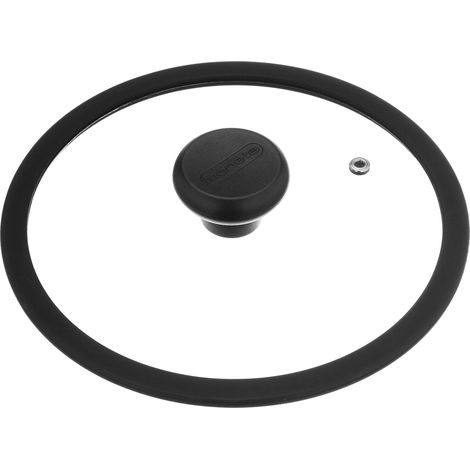 Couvercle en Verre Trempé avec Rebord en Silicone, Résistant aux Hautes Températures, Revêtement Effet Pierre, Compatible Lave-Vaisselle, 20 cm (1/5)