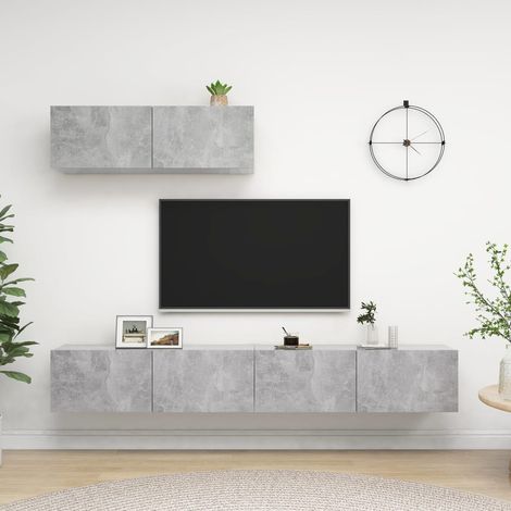 vidaXL Mobili Porta TV 3 pz Grigio Cemento in Legno Multistrato