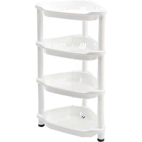 Fei Yu – Étagère de douche d\'angle antirouille en plastique ABS – 4 niveaux – Dimensions 77x37x26 cm – Installation facile sans outil (1/5)