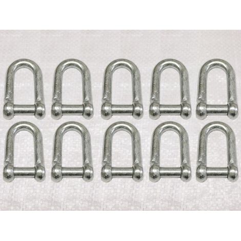 x10 16MM Galvanised Commercial Dee Shackles With Countersunk Pin - Chain Connect Caravan Flush (1/2)