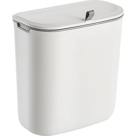 Poubelle à compost de cuisine de 9 litres à suspendre avec couvercle, porte d'armoire de cuisine, poubelle en plastique, poube (1/4)