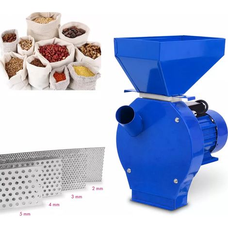 Mulino elettrico per cereali con motore da 1100 W, portata 240 kg/h, mulino per farina con lama affilata in acciaio inox e 4 setacci (1/5)