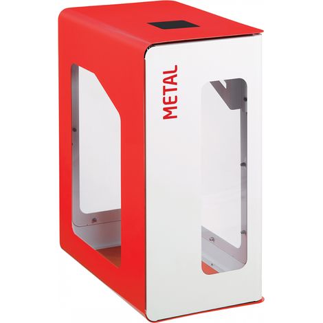Borne de tri sélectif Cubatri Vigipirate, sans serrure - métal - 90l - blanc / rouge signalisation - RAL 3020 (1/3)
