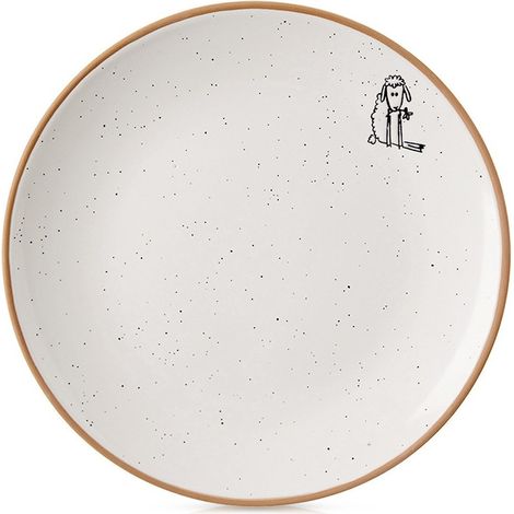 Plato de Postre Pequeño para Tarta Postre Cerámica Beige Crema 20 cm (1/2)