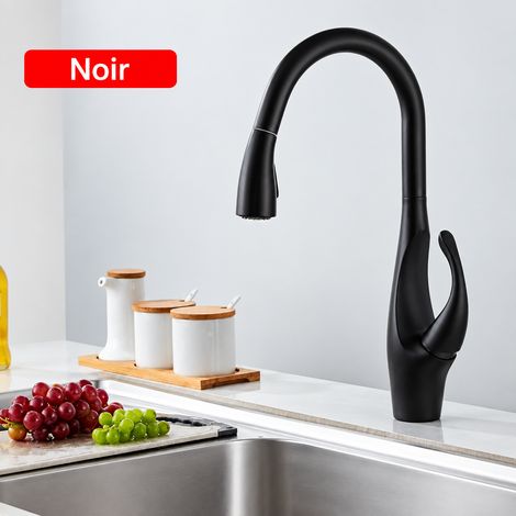 Mitigeur Cuisine Extractible Laiton 59 Robinet Évier Noir - Double Mode Chaud et Froid 1,49 kg – Livraison gratuite