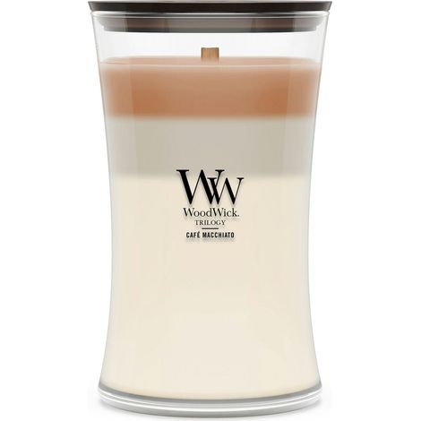 Candela a clessidra grande Trilogy Café Macchiato 609g Marrone Chiaro Crema Woodwick