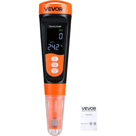 Testeur TDS, Mesure Multiparamétrique de EC/TDS 0-9990 ppm, Testeur de Qualité d'Eau Numérique avec ATC et Écran VA Clair, pour Eau Potable, Aquarium, Piscine et Hydroponie, Format Portable (1/5)