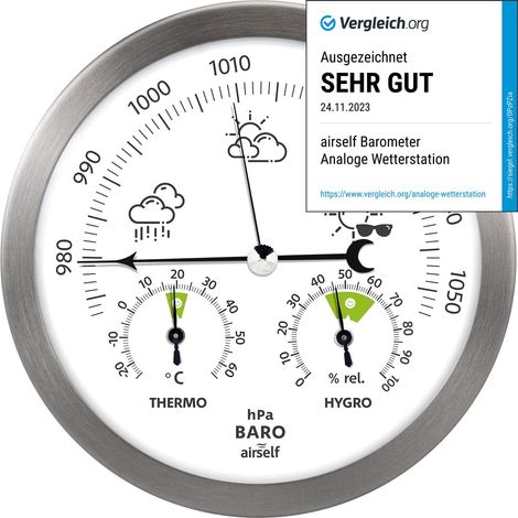 Station météo analogique en acier inoxydable - intérieur/extérieur (1/5)