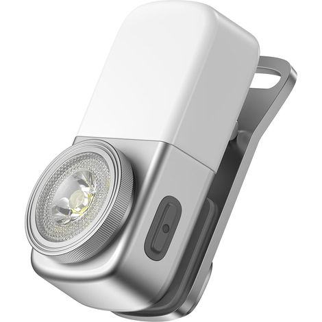 Mini torcia a LED ricaricabile - 250 lumen, con clip USB-C, ideale per campeggio, corsa e come luce di segnalazione (argento) (1/5)
