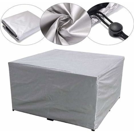 SNQ – Housse de protection pour meubles de jardin 150x150x75 cm – Imperméable en polyester – Anti-UV – Pour table rectangulaire et chaises (1/4)