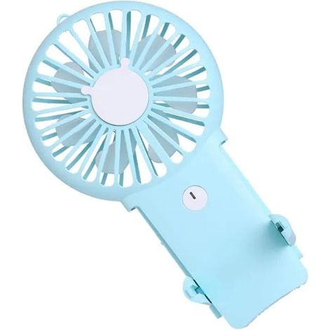 Ventilateur électrique portatif rechargeable USB avec support, mini ventilateur de bureau et voyage, bleu (1/5)