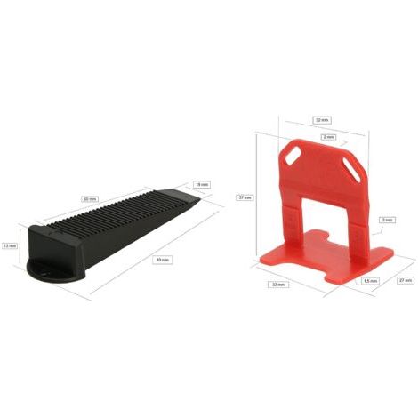 Aide au nivellement pour carrelage Sangles de tirage 1,5 mm jeu de 50 pièces + 50 pièces cales rouges-NANOTEH (1/4)