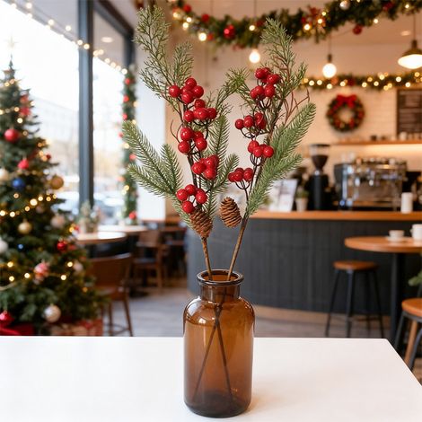 Branches De Baies - Décoration De Noël Artificielle - Pour Arbre De Noël Tableau Cheminée Fête - 60 Cm - 1 Pièce (1/5)