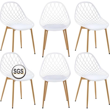 H.J Wedoo – Lot de 6 chaises de jardin en polypropylène – Pieds en métal – Charge maximale 140 kg – Hauteur d'assise 43 cm – Pour terrasse et balcon