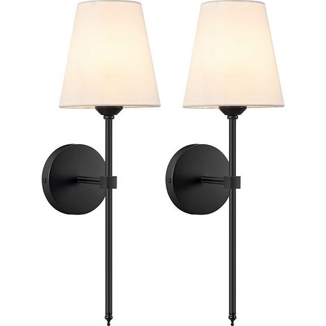 Applique murale avec abat-jour en tissu blanc, style rétro-industriel, éclairage d&aposintérieur pour chambres (ampoule non incluse) (1/5)