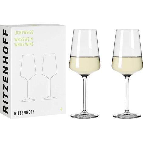 RITZENHOFF 6111006 - Bicchiere da vino bianco, 400 ml, serie Lichtweiss – 2 pezzi in set regalo, elegante e moderno, made in Germany (1/4)