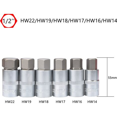 Set di 12 punte esagonali Premium S2 da 1/2", punte per cacciavite a brugola metriche (1/4)