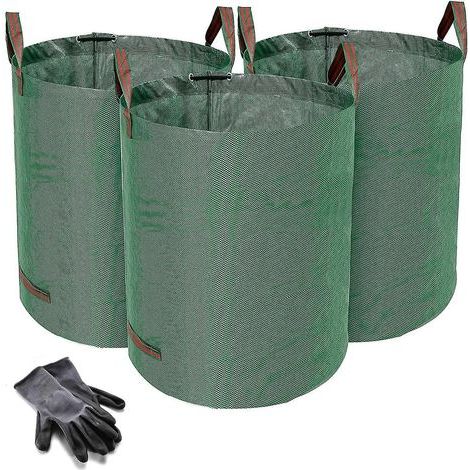 Robuste Gartenabfallsäcke – 272 Liter – 3er-Pack – Gratis Gartenhandschuhe – Strapazierfähiges Material und Griffe – Wiederverwendbare Garten-/Grünabfallsäcke (1/5)