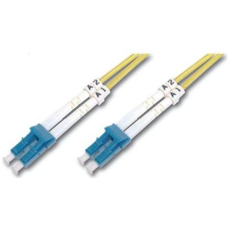 DIGITUS LWL Patchkabel LC/LC 09/125µm Singelmode Duplex Halogenfrei mit Messprotokoll gelb 1m (DK-2933-01) (1/2)
