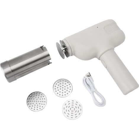 Machine à pâtes électrique portable sans fil, 3 embouts, rechargeable USB, acier inoxydable, automatique, blanche (1/4)