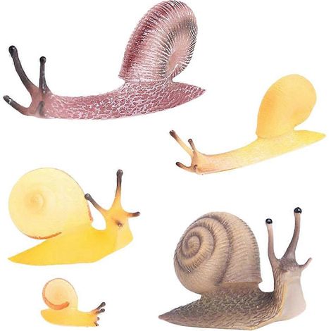 Lot de 5 figurines d'escargots réalistes, jouets pour enfants-1.8X3.6X7.5CM (1/4)