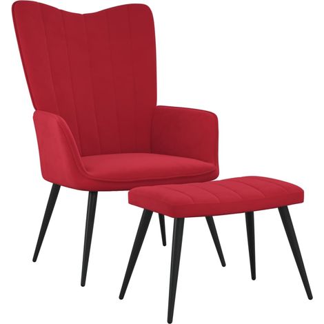 Chaise de relaxation avec repose-pied Rouge bordeaux Velours 4 (1/5)
