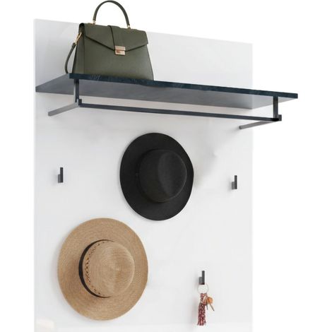 Perchero Henry, 5 ganchos, instalación en pared, Made in Italy, color brillante, 26h cm blanco brillante