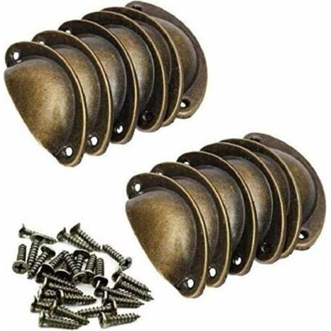 Retro-Muschelgriff, Vintage-Möbelgriff, Schubladengriff mit 24 Schrauben für Schränke, Kleiderschränke und Kommodenschubladen – 12 Stück (1/4)