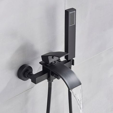 Robinets de Baignoire Chrome Bain Douche Ensemble Cascade Baignoire mitigeur Double contrôle Robinet de Douche Mural (1/5)