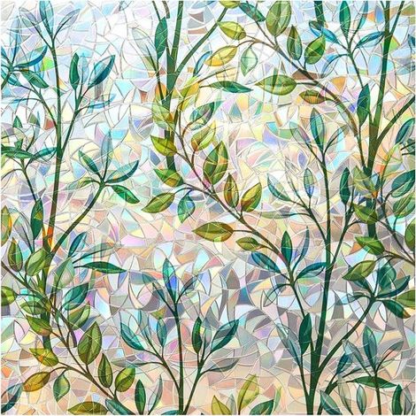Pellicola per finestre - 44 x 200 cm - Effetto arcobaleno anti-UV - Antistatica - Adesivo decorativo per casa, ufficio e camere da letto - Verde (1/5)