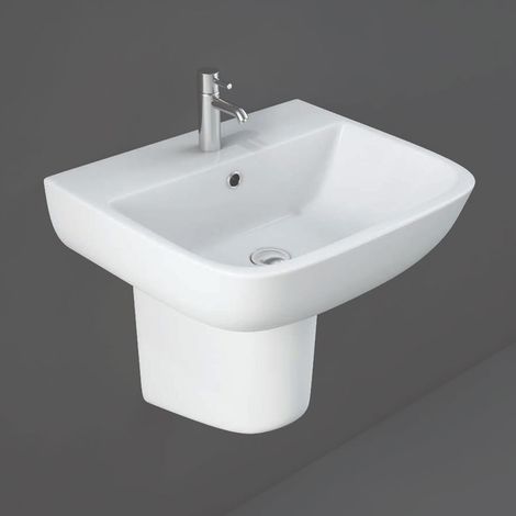 RAK Series 600 Basin and Semi Pedestal 520mm Wide - 1 Tap Hole (1/3)