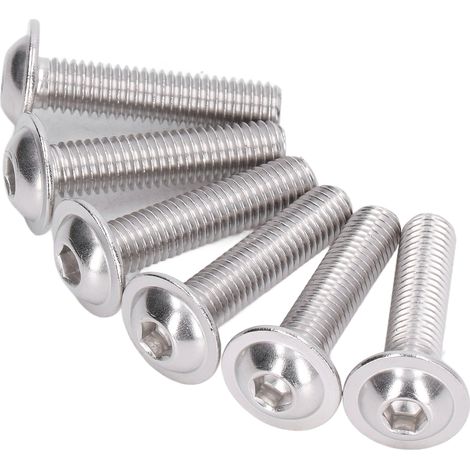 Vis M8x30mm Tête Bombe à Embases, Lot de 50 Vis Inox A2-70 à Six Pans Creux, Boulons à Tête Cylindrique (1/5)