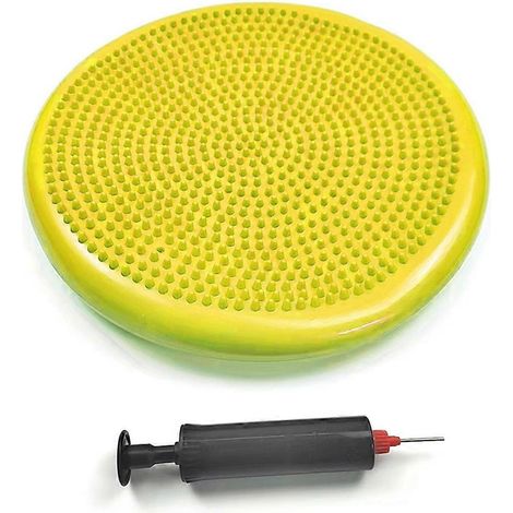 Tapis d'équilibre de yoga en PVC jaune, coussin de massage gonflable --- (1/5)