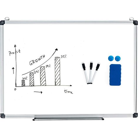 COSTWAY Pizarra Blanca de Magnético Whiteboard Tablero de Notas con Marco de Aluminio Muchos Tamaños Disponibles para Casa Oficina (70 x 50 cm)