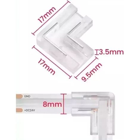 Connettore Rapido ad L per Strisce Led COB Monocolore 8mm