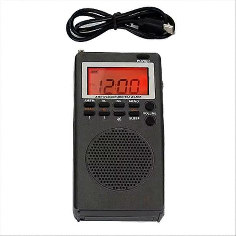 Mini radio portable FM/AM 9K/10K avec haut-parleur intégré, écran HD rétroéclairé, réveil et minuterie de sommeil. (1/5)