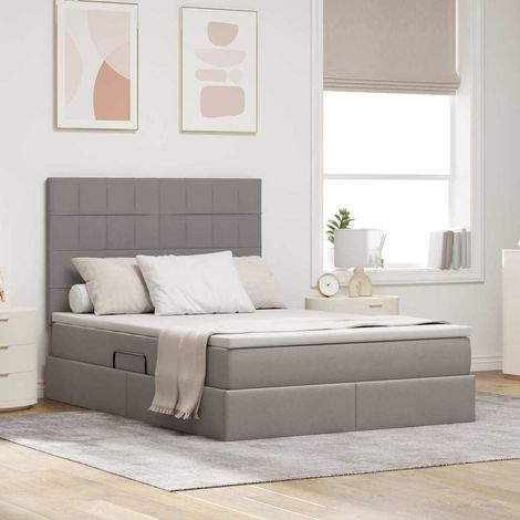 vidaXL Lit avec rangement et matelas Taupe 140 x 200 cm tissu (1/5)