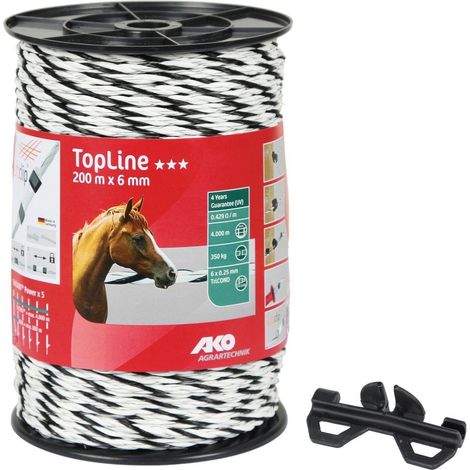 Weidezaunseil TopLine Plus TriCOND weiß/schwarz 6 mm, 0,429 Ohm/m, 200 m (1/4)