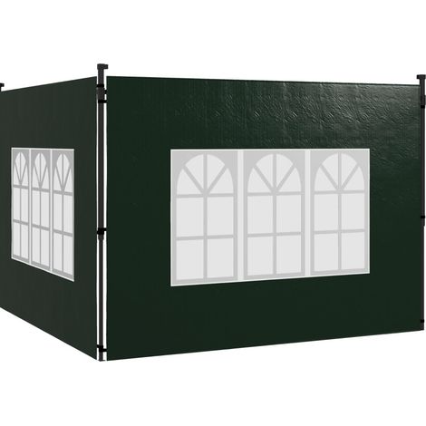 Set aus 2 Seitenwänden für Pavillon 3x3 und 3x6 m, dunkelgrün, mit Fenstern (1/3)