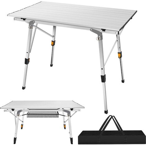 Table de camping en aluminium Table pliante à roulettes Table pliante Table portable 90cm