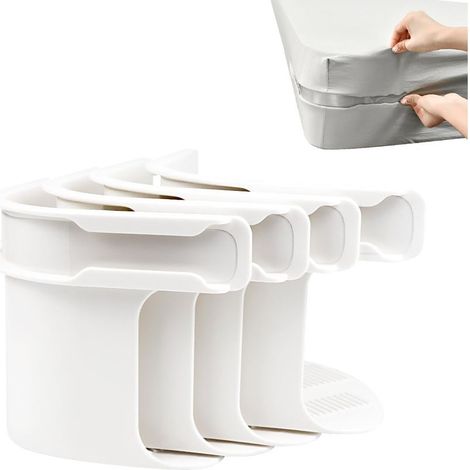4 Pièces Supports de Draps-Housses pour Coins Kit, Antidérapant Attaches de Draps, Support Clips de Drap de Lit à Angle Ouvert, Support de Drap de Lit avec Bandes de Verrouillage (1/4)