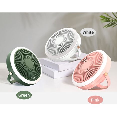 Mini ventilateur suspendu LED rechargeable USB, ventilateur de bureau portable à 3 vitesses, ventilateur mural idéal pour les étudiants, les dortoirs, la maison, le camping et les petits bureaux. (1/4)