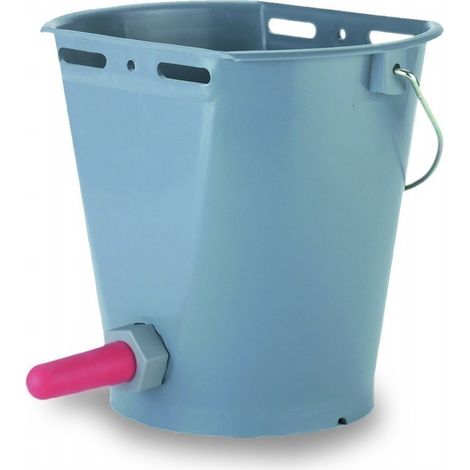 Lot de 2 Seau à abreuvoir avec soupape d'aspiration (abreuvoir pour bovins, avec super ventouse et vanne à vis, contenance 8 lit
