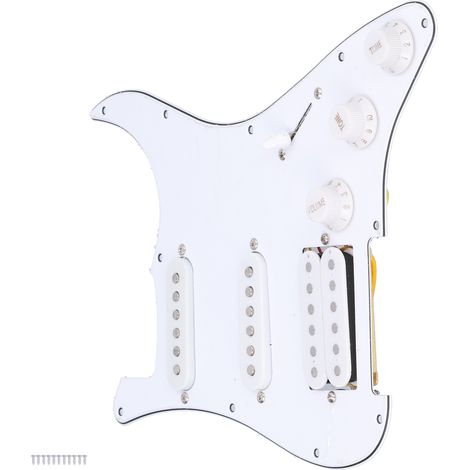 Plaque de protection pour guitare électrique SSH 11 trous, kit de micros et vis inclus, couleur blanche (1/5)
